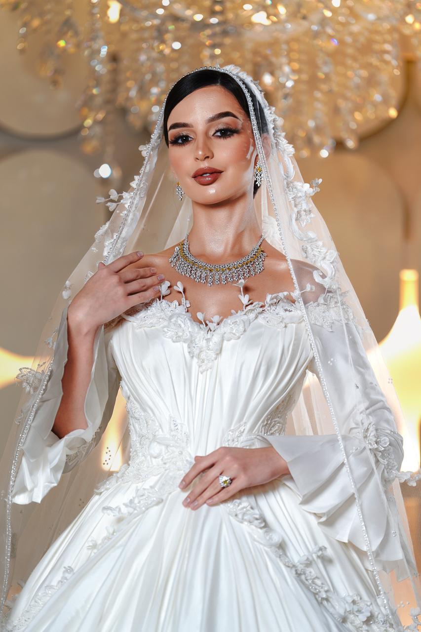 Valeria Sculptural Off-the-Shoulder Satin Royal Ballgown