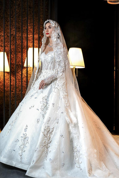 Seraphina Illusion Corset Lace & Crystal Royal Ballgown