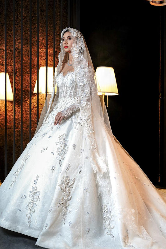 Seraphina Illusion Corset Lace & Crystal Royal Ballgown