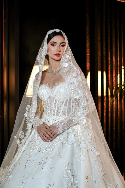 Seraphina Illusion Corset Lace & Crystal Royal Ballgown