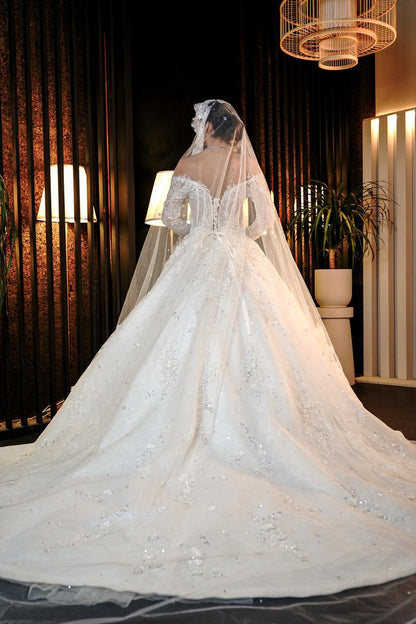 Seraphina Illusion Corset Lace & Crystal Royal Ballgown