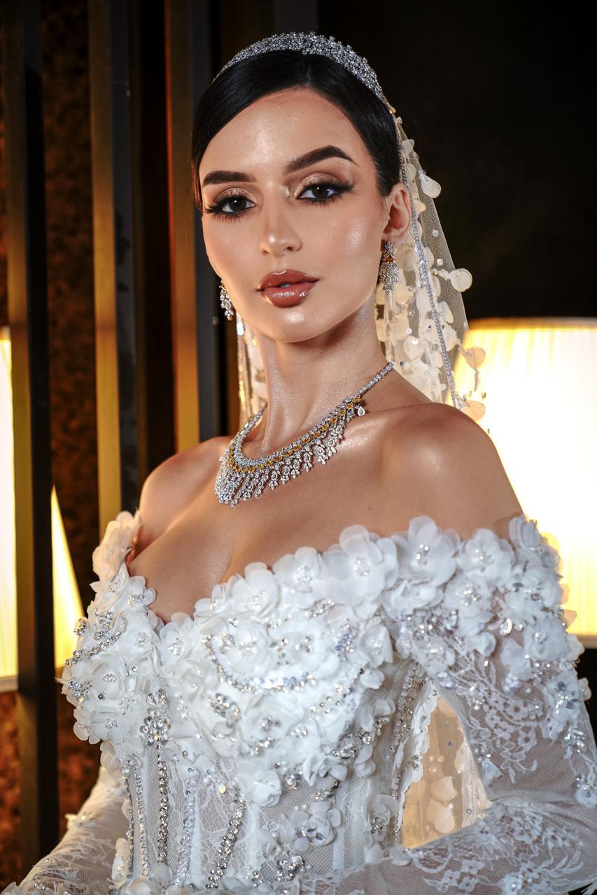 Evelina Off-the-Shoulder 3D Floral Mermaid Bridal Gown
