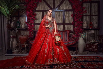 Crimson & Gold Crystal-Embellished Royal Henna Gown