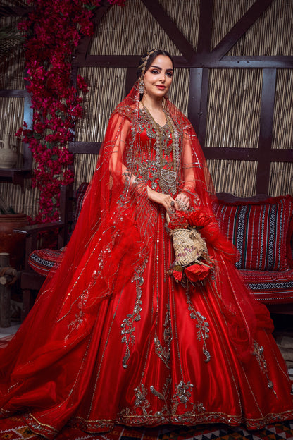Crimson & Gold Crystal-Embellished Royal Henna Gown