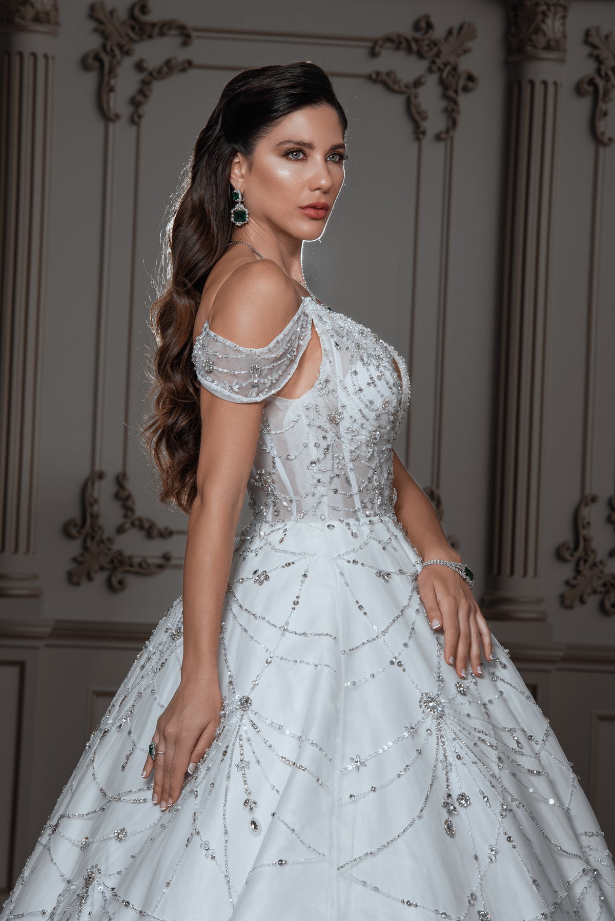 Celeste Off-the-Shoulder Crystal Ballgown Bridal Dress