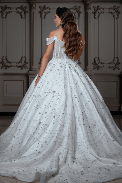 Celeste Off-the-Shoulder Crystal Ballgown Bridal Dress