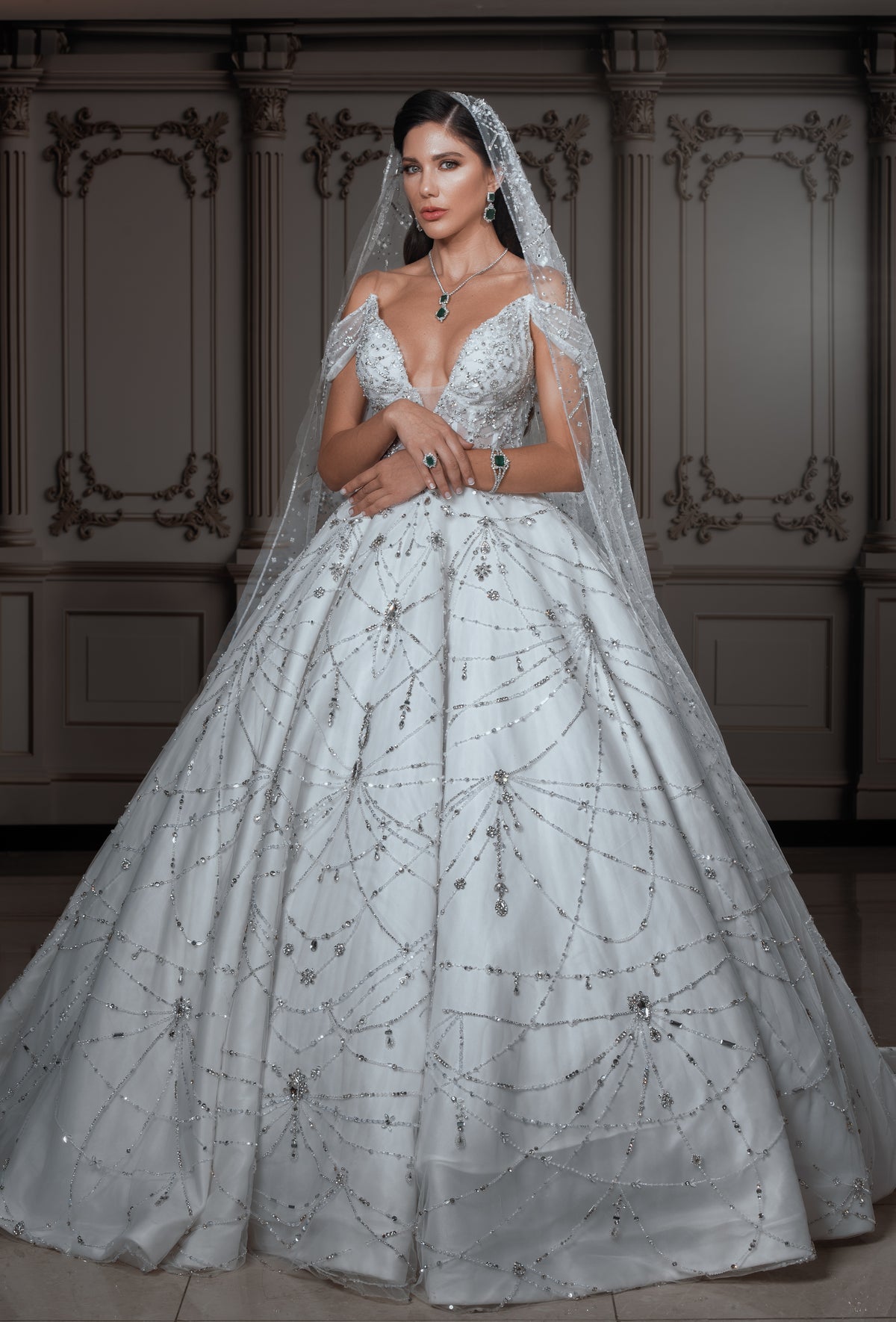 Celeste Off-the-Shoulder Crystal Ballgown Bridal Dress