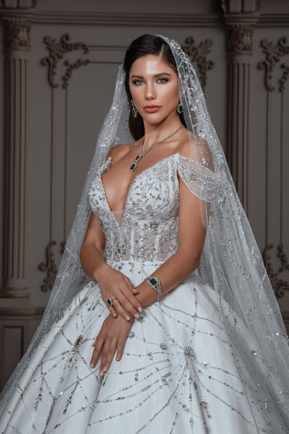 Celeste Off-the-Shoulder Crystal Ballgown Bridal Dress
