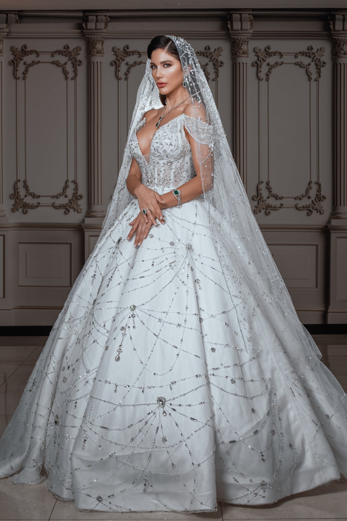 Celeste Off-the-Shoulder Crystal Ballgown Bridal Dress