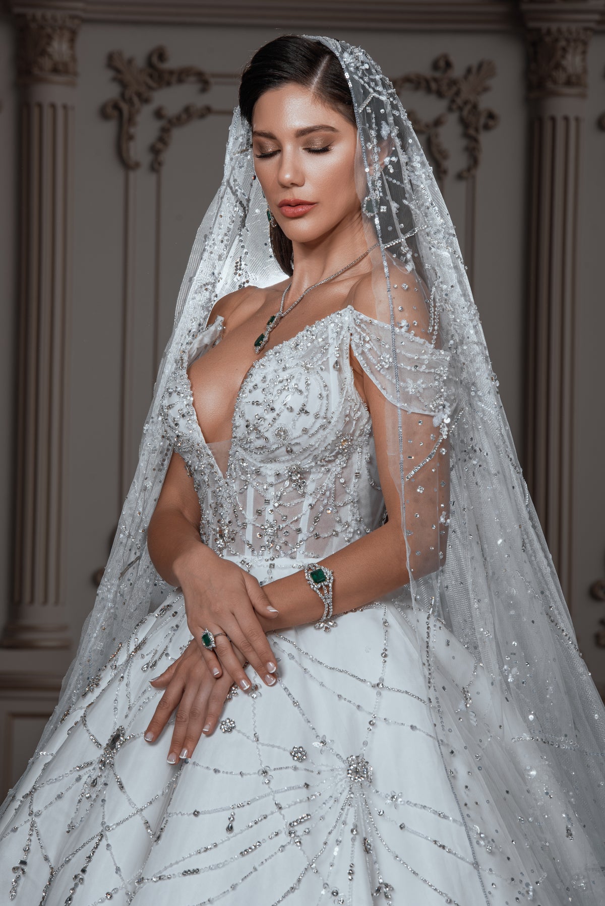Celeste Off-the-Shoulder Crystal Ballgown Bridal Dress
