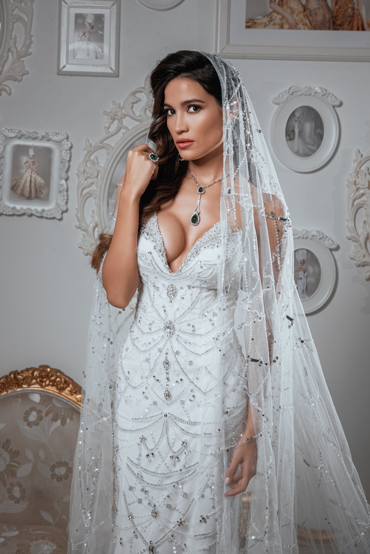 Strapless Crystal Embellished Mermaid Bridal Gown