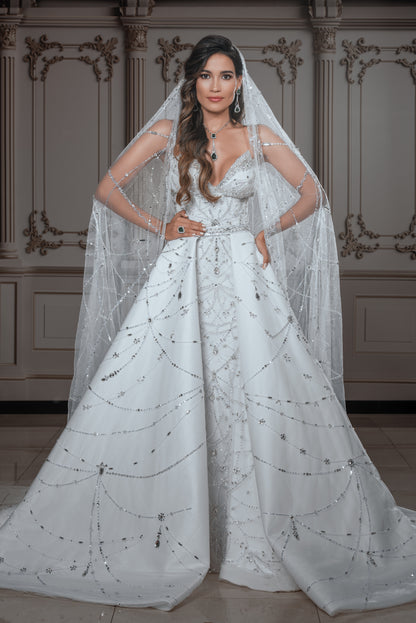 Strapless Crystal Embellished Mermaid Bridal Gown